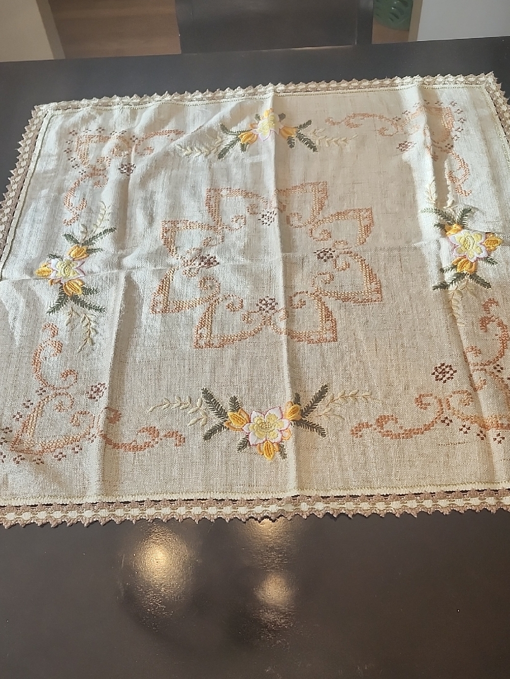 Hand Stitched German Table Cloth - Picture 2 of 8